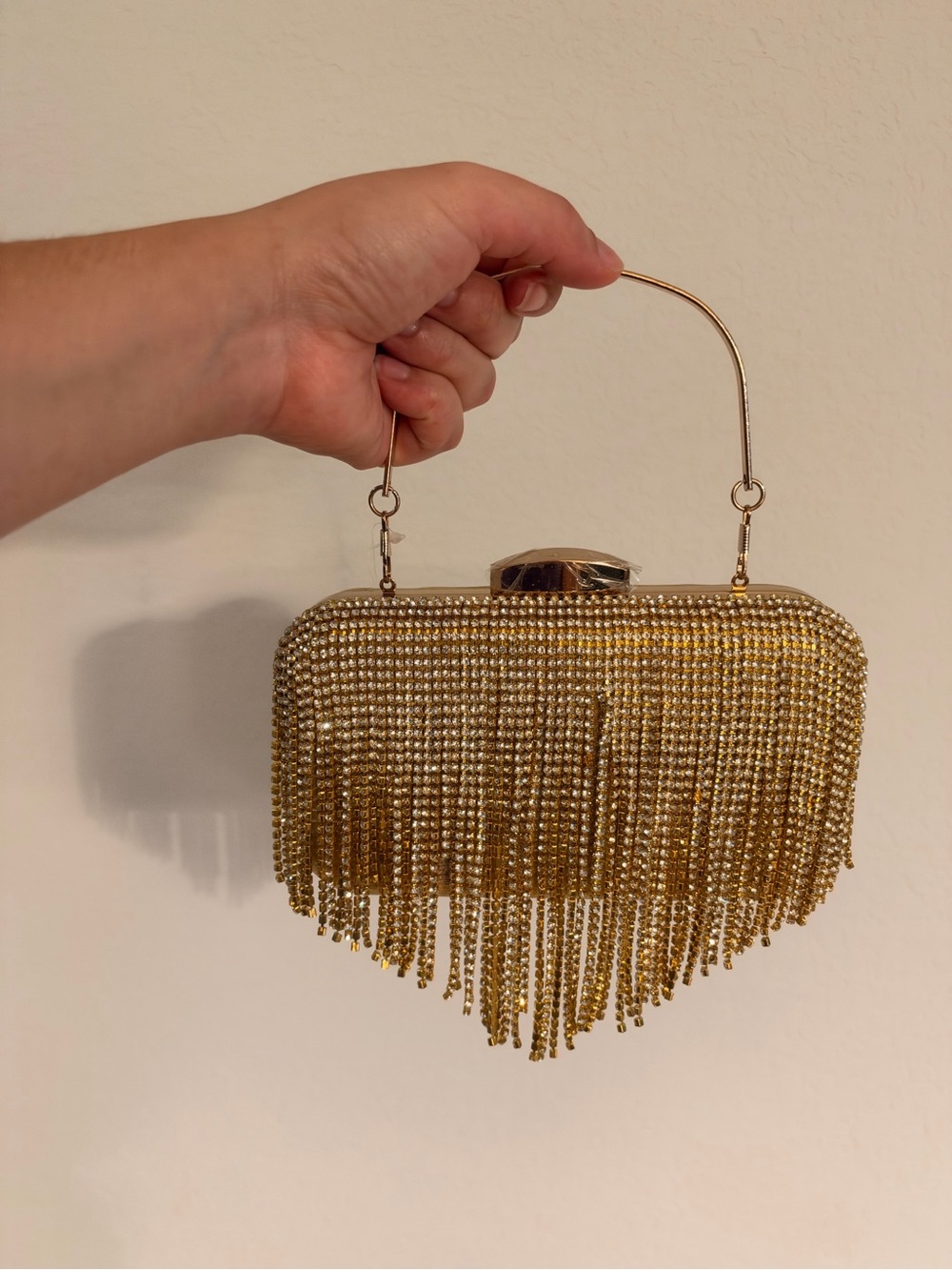 Gold Fringe Evening Clutch Handbag